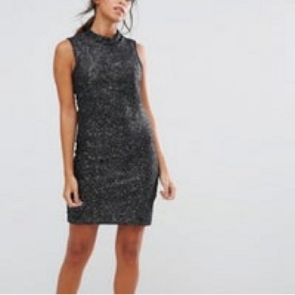 Vero Moda Monia Wood Dress Holiday Clubbing Luxury Evening Elegant Mobwife